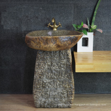 Creative modern bathroom stone pedestal moroccan sink